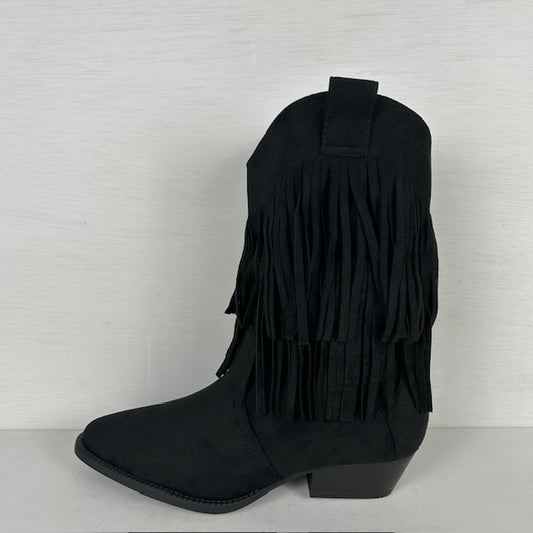 Trendy cowboylaarzen met franjes zwart