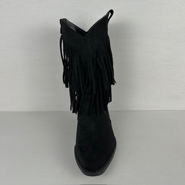 Trendy cowboylaarzen met franjes zwart