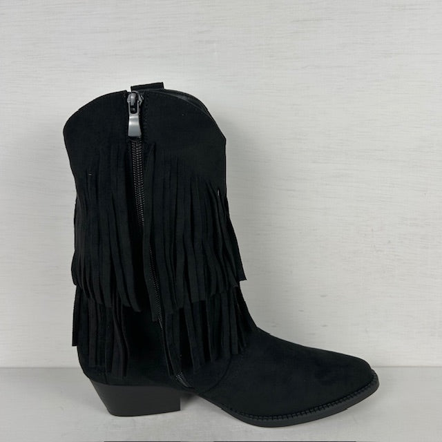 Trendy cowboylaarzen met franjes zwart