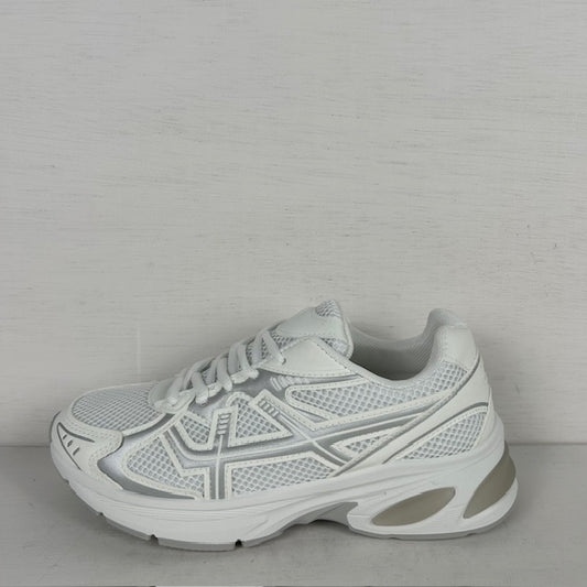 Trendy sneakers met sportieve look wit