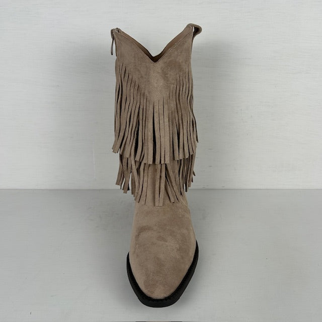 Trendy cowboylaarzen met franjes khaki