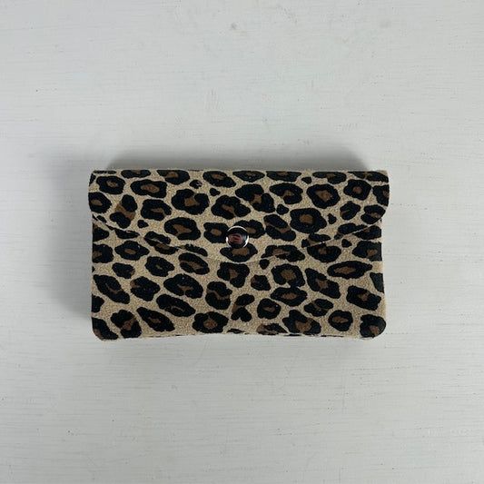 Real leather portemonnee panter beige
