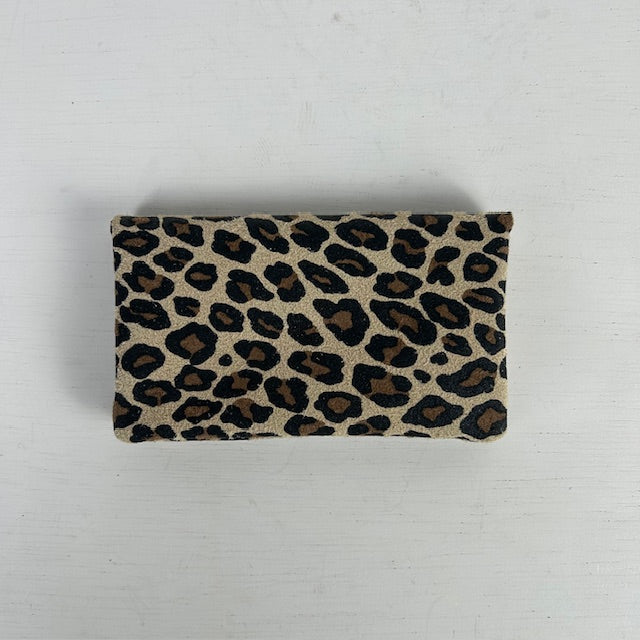 Real leather portemonnee panter beige
