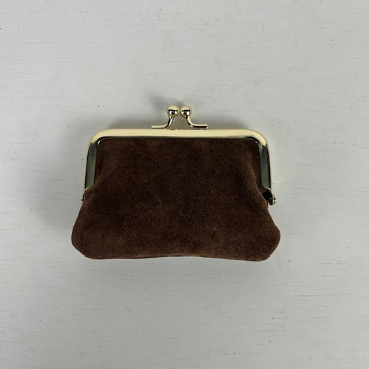 Real leather portemonneetje met knip bruin