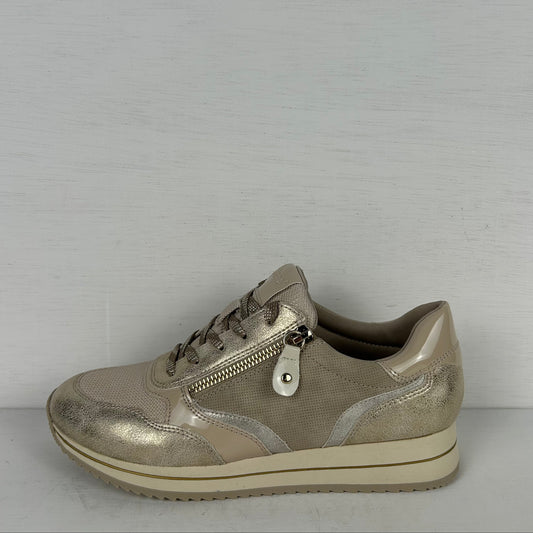 Jana sneakers met ritsje beige gold