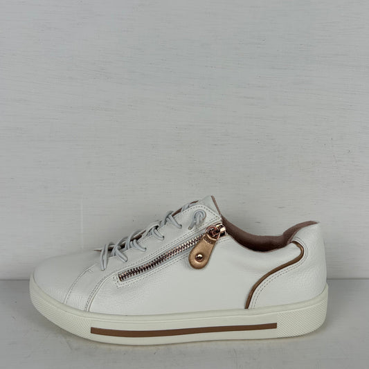 Jana sneakers met ritsje white rosegold