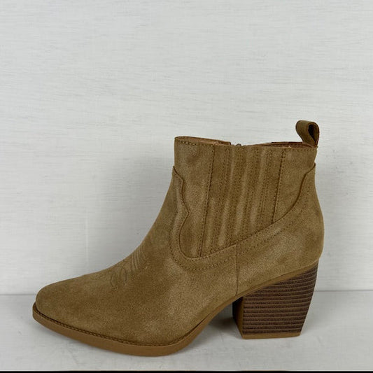 Real leather cowboylaarsje met leuk design taupe