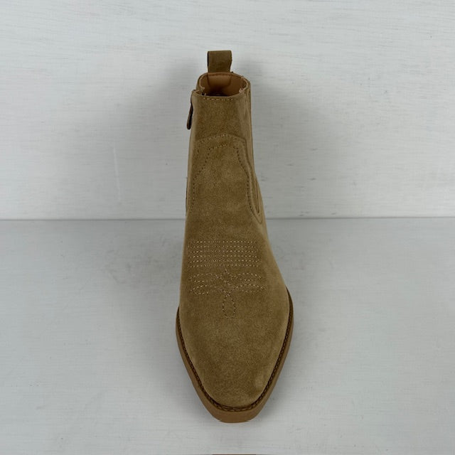 Real leather cowboylaarsje met leuk design taupe