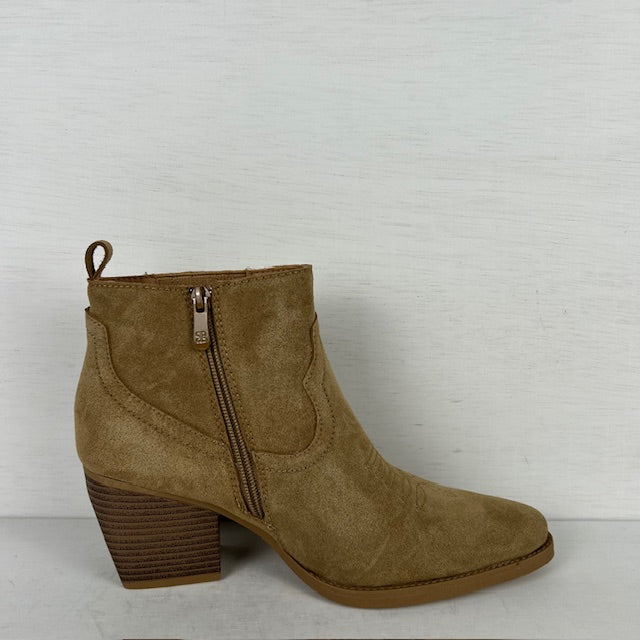 Real leather cowboylaarsje met leuk design taupe