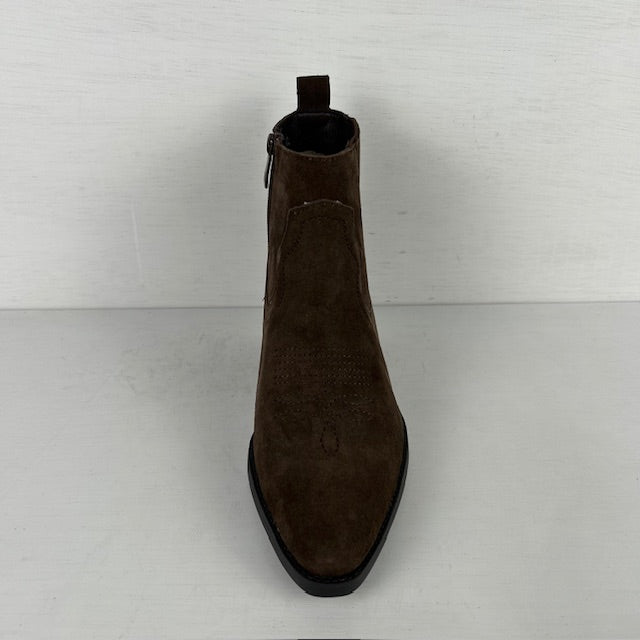 Real leather cowboylaarsje met leuk design bruin