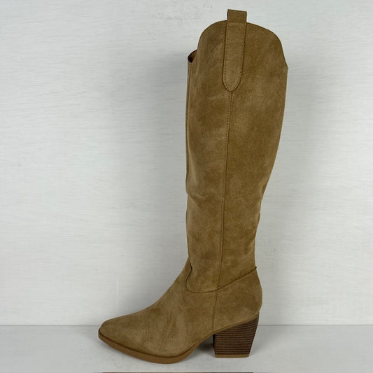 Real leather hoge cowboylaarzen taupe