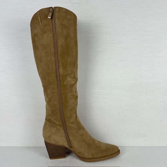 Real leather hoge cowboylaarzen taupe