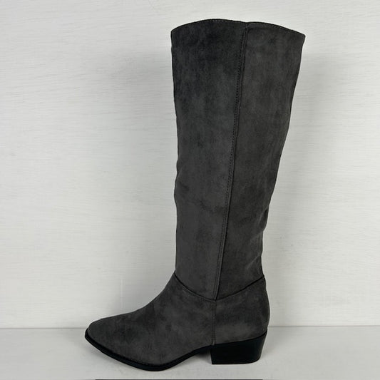 Gave suèdine cowboylaarzen met lage hak grijs