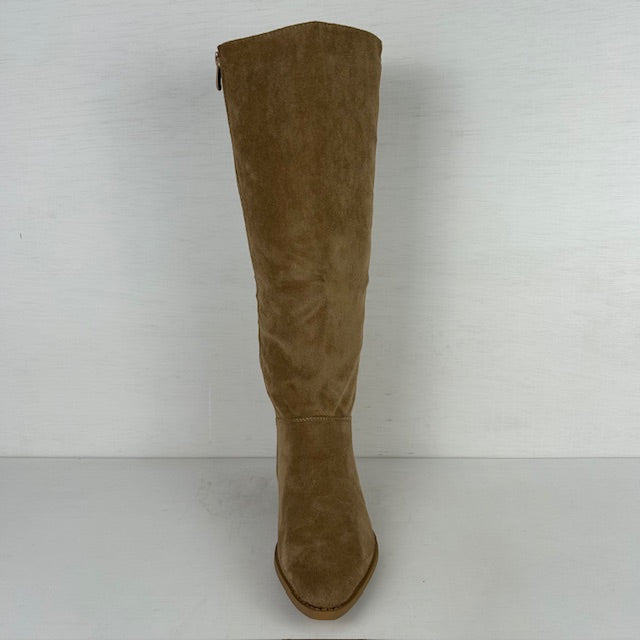 Gave suèdine cowboylaarzen met lage hak khaki