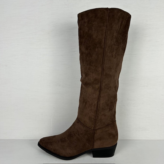 Gave suèdine cowboylaarzen met lage hak bruin