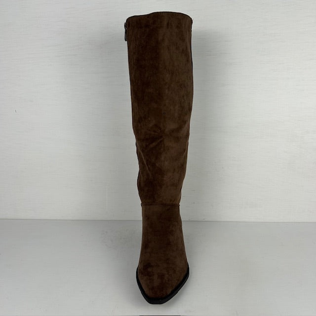 Gave suèdine cowboylaarzen met lage hak bruin