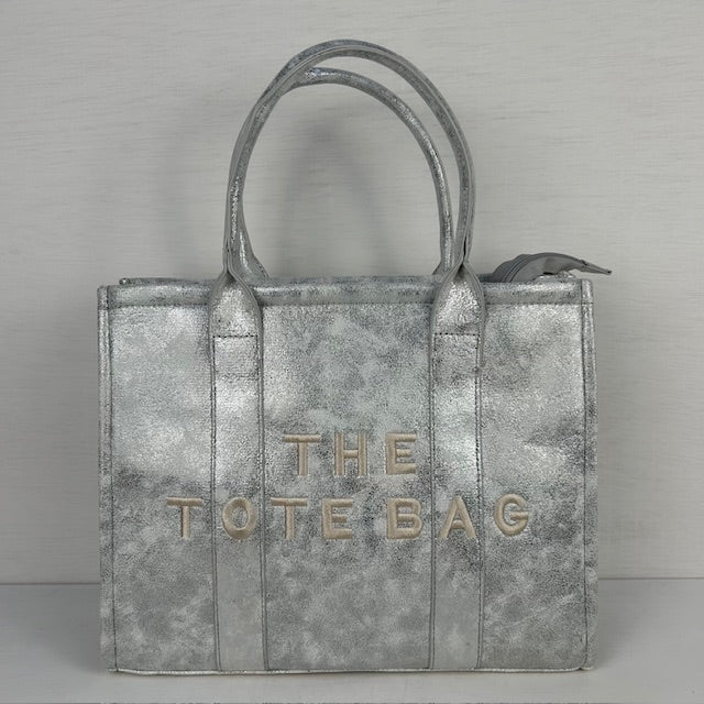 Metallic tote bag groot zilver