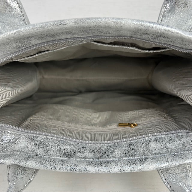 Metallic tote bag groot zilver