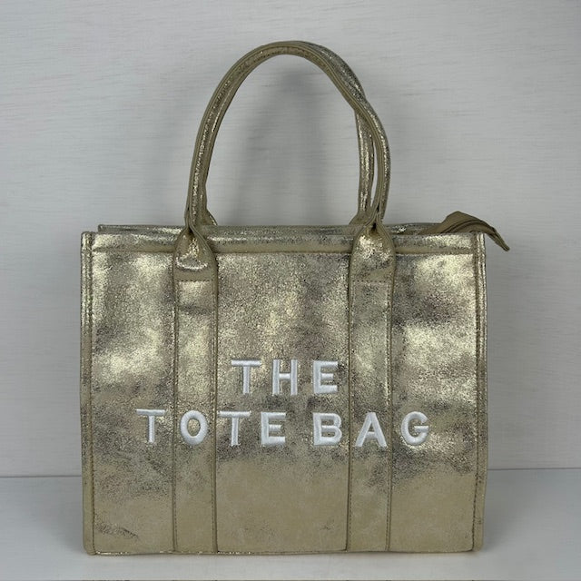 Metallic tote bag groot goud