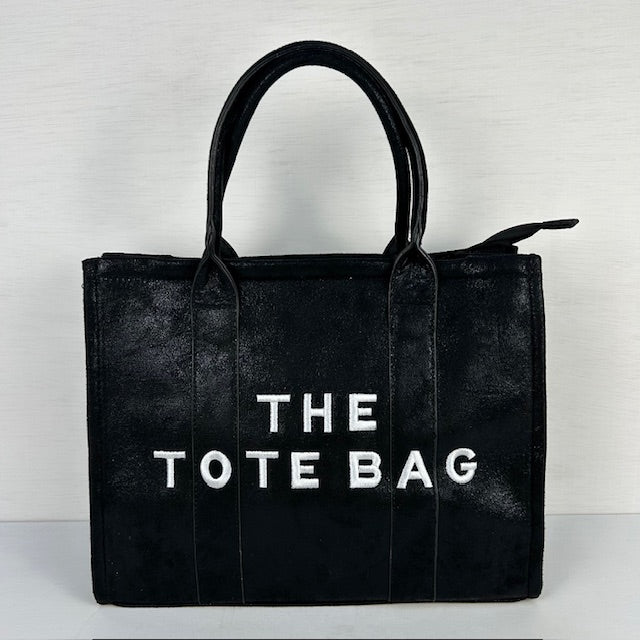 Metallic tote bag groot zwart