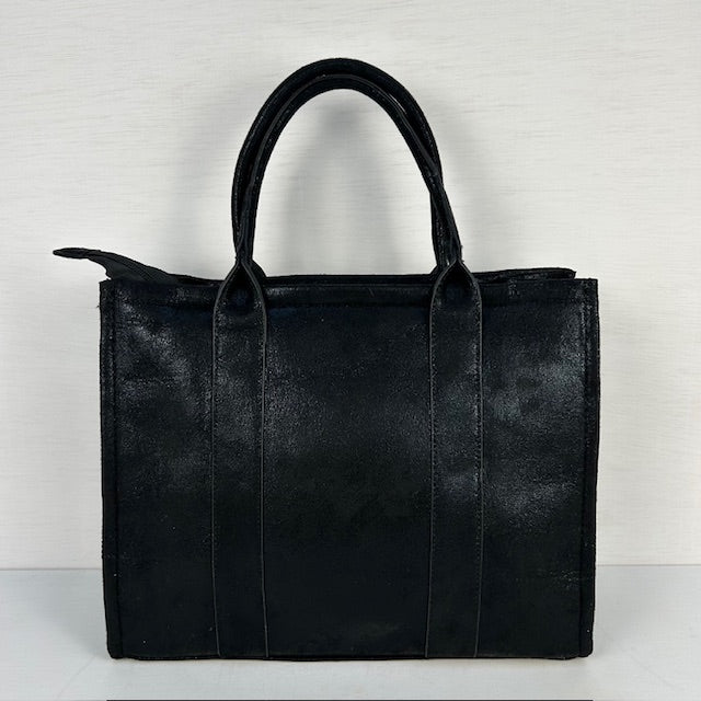 Metallic tote bag groot zwart