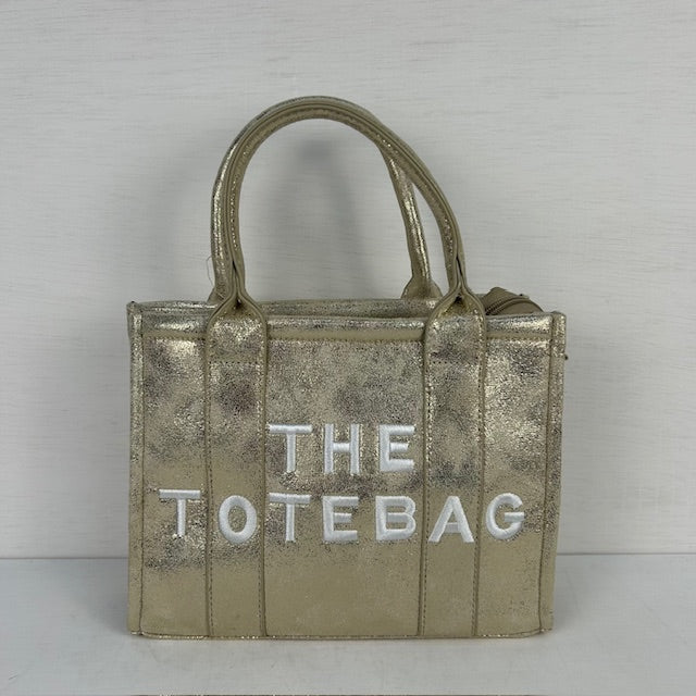 Metallic tote bag klein goud