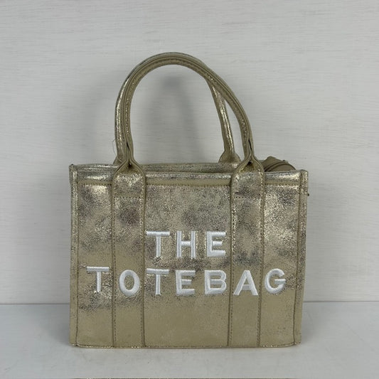 Metallic tote bag klein goud