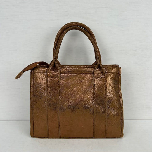 Metallic tote bag klein bruin