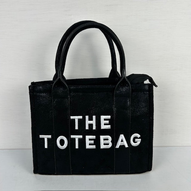 Metallic tote bag klein zwart