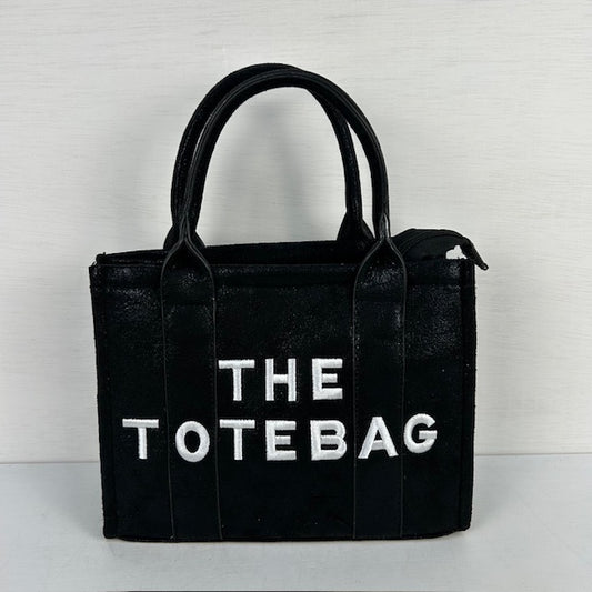 Metallic tote bag klein zwart