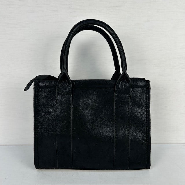 Metallic tote bag klein zwart