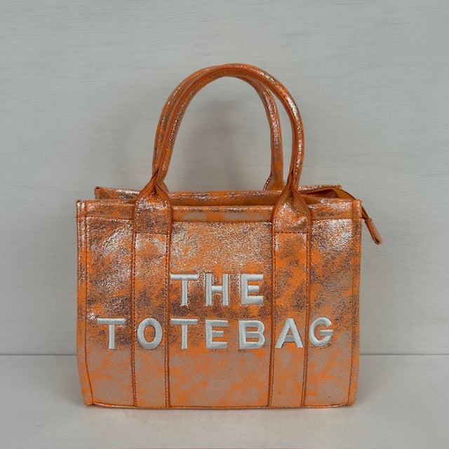 Metallic tote bag klein oranje