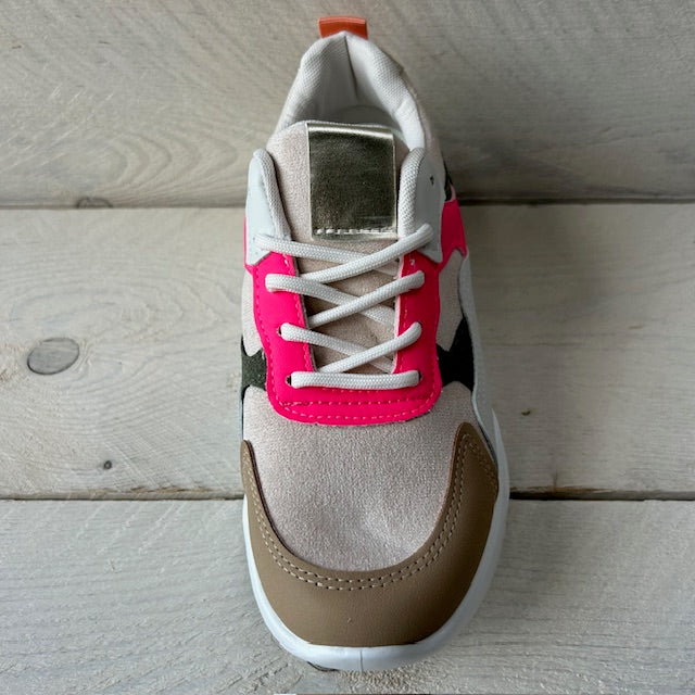 Hippe sneaker groen roze