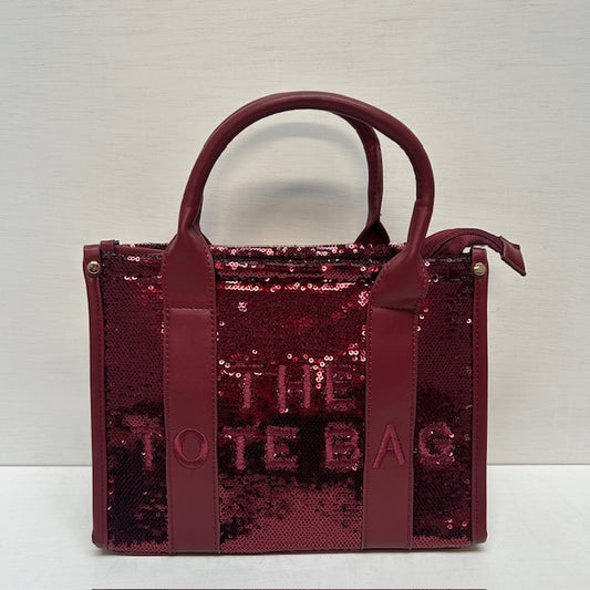 Glitter tote bag klein rood