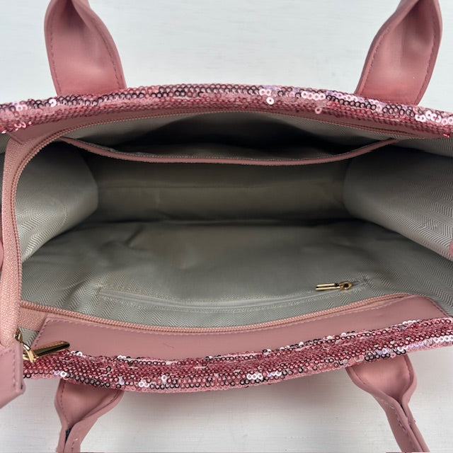 Glitter tote bag groot roze