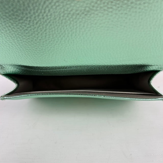 Schoudertasje met portemonnee metallic groen