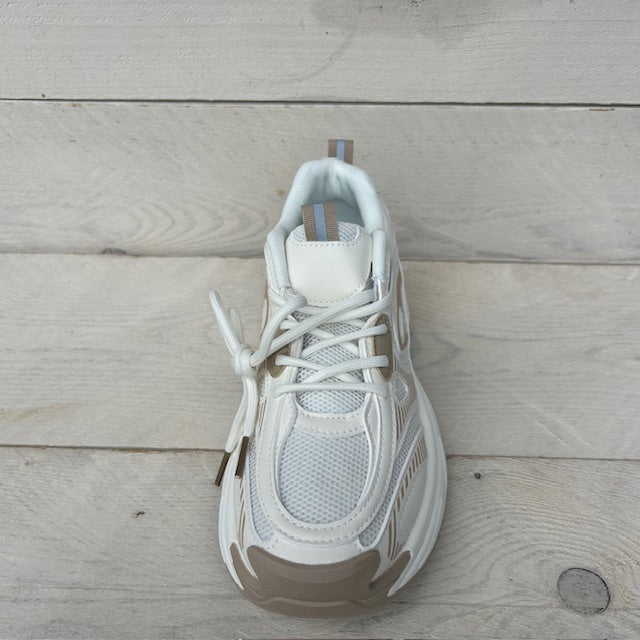 Trendy sportieve sneaker wit beige