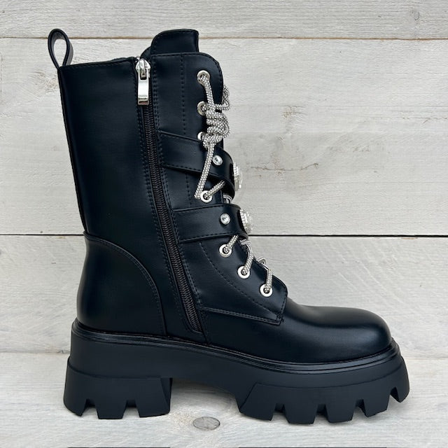 Shiny boots met siergesp zwart