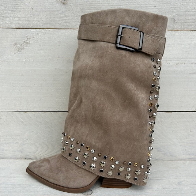 Elegante cowboylaars met flap khaki