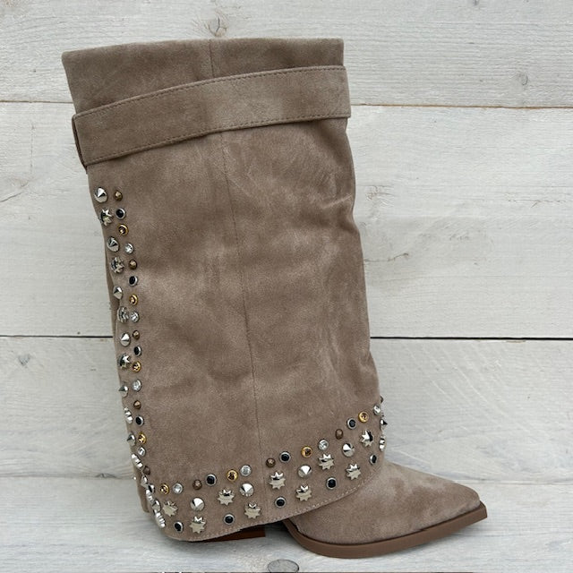 Elegante cowboylaars met flap khaki