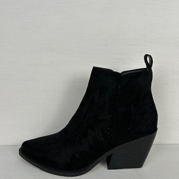 Suèdine cowboylaarsje met gaaf design zwart