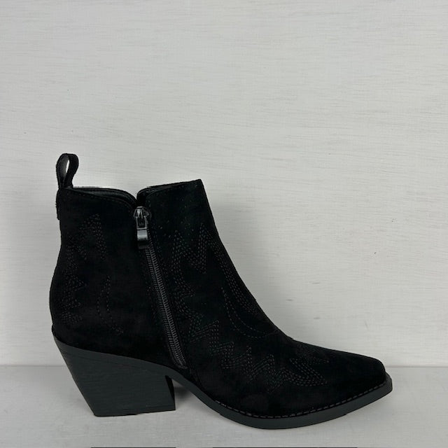 Suèdine cowboylaarsje met gaaf design zwart