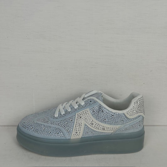Retro sneakers met shiny afwerking blauw
