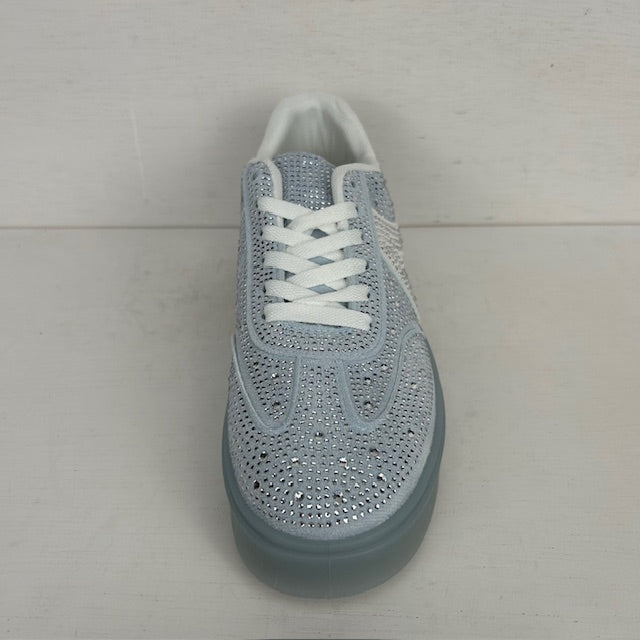 Retro sneakers met shiny afwerking blauw