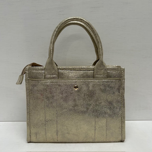 Metallic tote bag met gouden detail goud klein