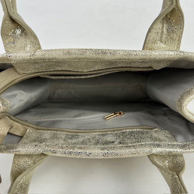 Metallic tote bag met gouden detail goud klein