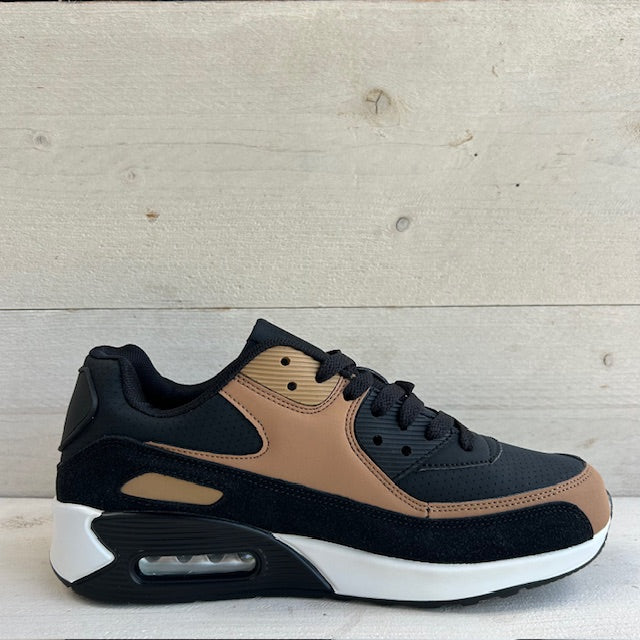 Air sneaker zwart camel (verkrijgbaar van maat 36 t/m 45)