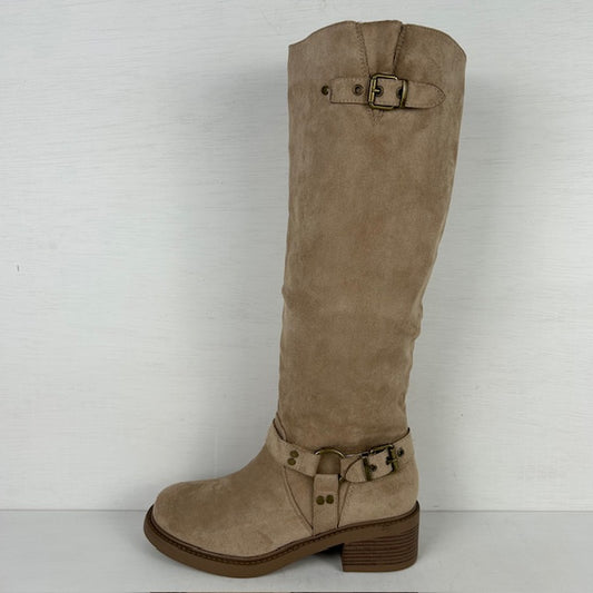 Stoere hoge laarzen met gespjes khaki