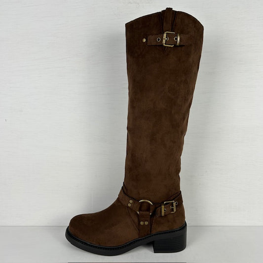 Stoere hoge laarzen met gespjes bruin