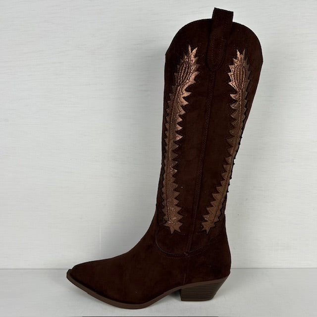 Gave suèdine cowboylaarzen met leuk design bruin